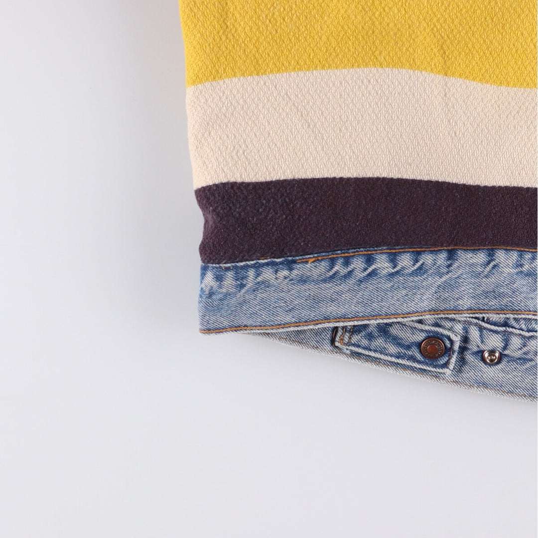 90'S Levi's 70617-0291 Striped Reversible Denim Jacket, Made in USA, Men's XXL, Vintage cotton Blue type light blue Vintage Second Hand