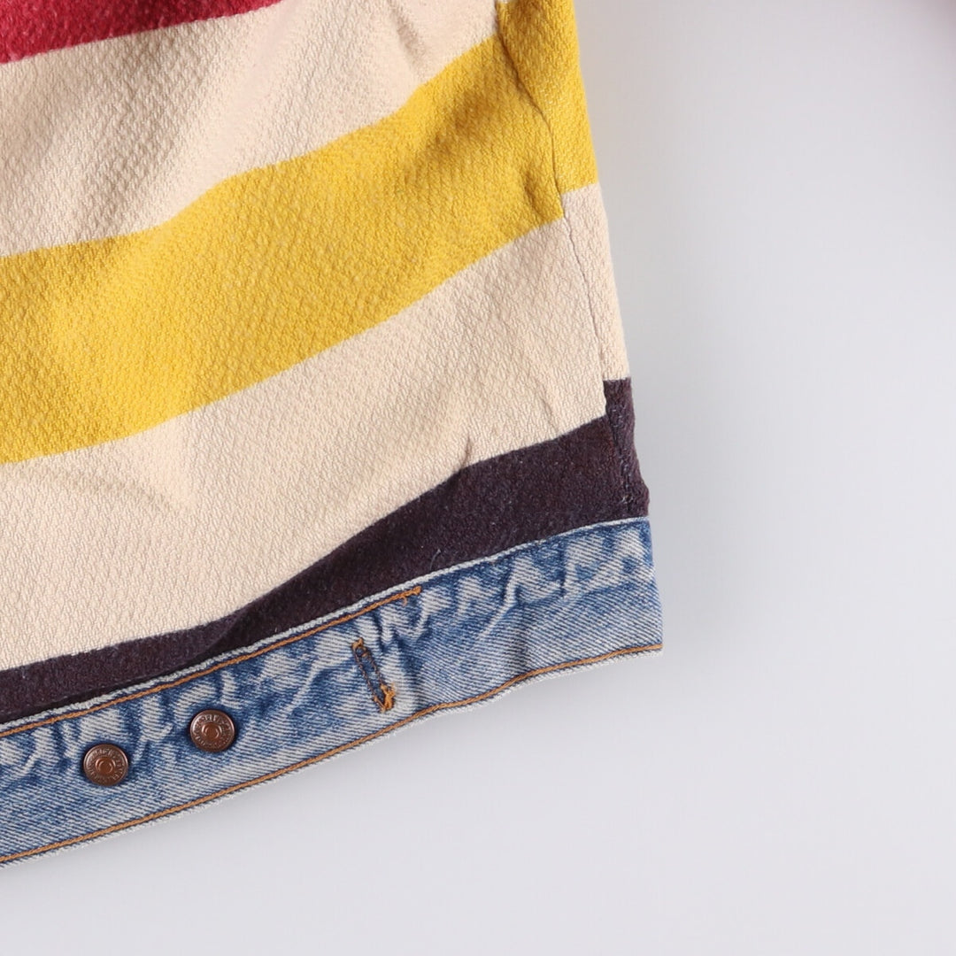 90'S Levi's 70617-0291 Striped Reversible Denim Jacket, Made in USA, Men's XXL, Vintage cotton Blue type light blue Vintage Second Hand