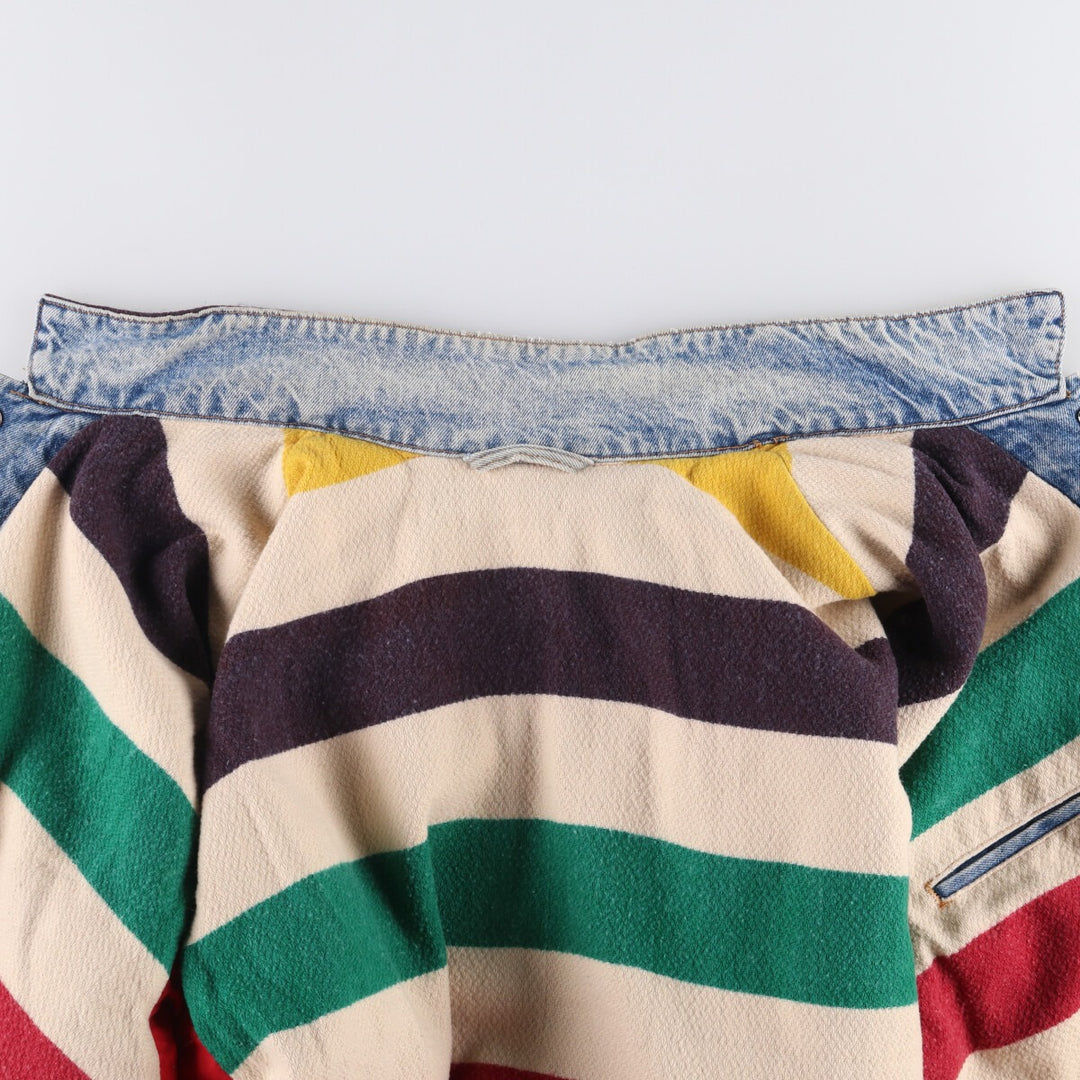 90'S Levi's 70617-0291 Striped Reversible Denim Jacket, Made in USA, Men's XXL, Vintage cotton Blue type light blue Vintage Second Hand