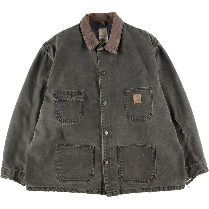 00'S Carhartt Michigan Chore Coat Duck Coverall Made in USA Men's XXL cotton Khaki type Vintage Second Hand