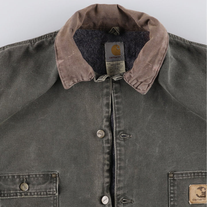 00'S Carhartt Michigan Chore Coat Duck Coverall Made in USA Men's XXL cotton Khaki type Vintage Second Hand