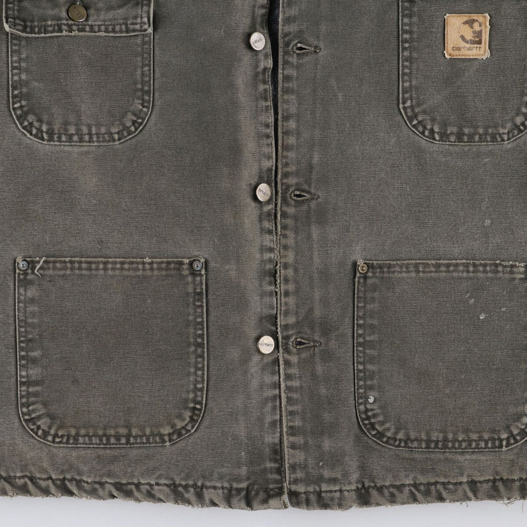 00'S Carhartt Michigan Chore Coat Duck Coverall Made in USA Men's XXL cotton Khaki type Vintage Second Hand