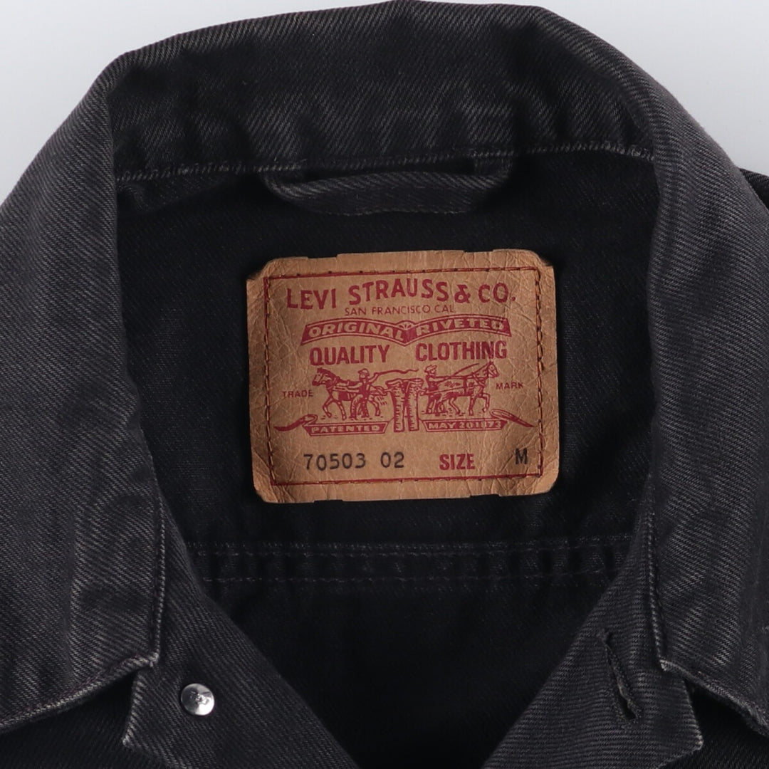 90'S Levi's 70503-0285 Euro Model Black Denim Jacket, Men's Size Medium, Vintage cotton black type Vintage Second Hand