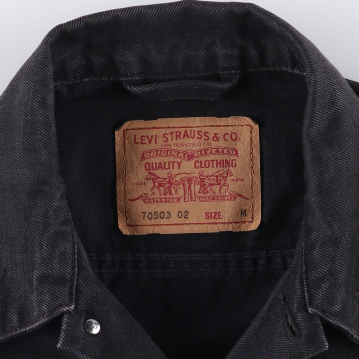 90'S Levi's 70503-0285 Euro Model Black Denim Jacket, Men's Size Medium, Vintage cotton black type Vintage Second Hand