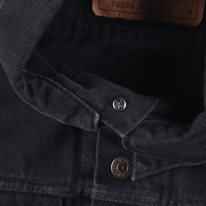 90'S Levi's 70503-0285 Euro Model Black Denim Jacket, Men's Size Medium, Vintage cotton black type Vintage Second Hand