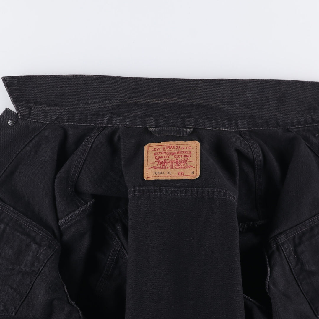 90'S Levi's 70503-0285 Euro Model Black Denim Jacket, Men's Size Medium, Vintage cotton black type Vintage Second Hand