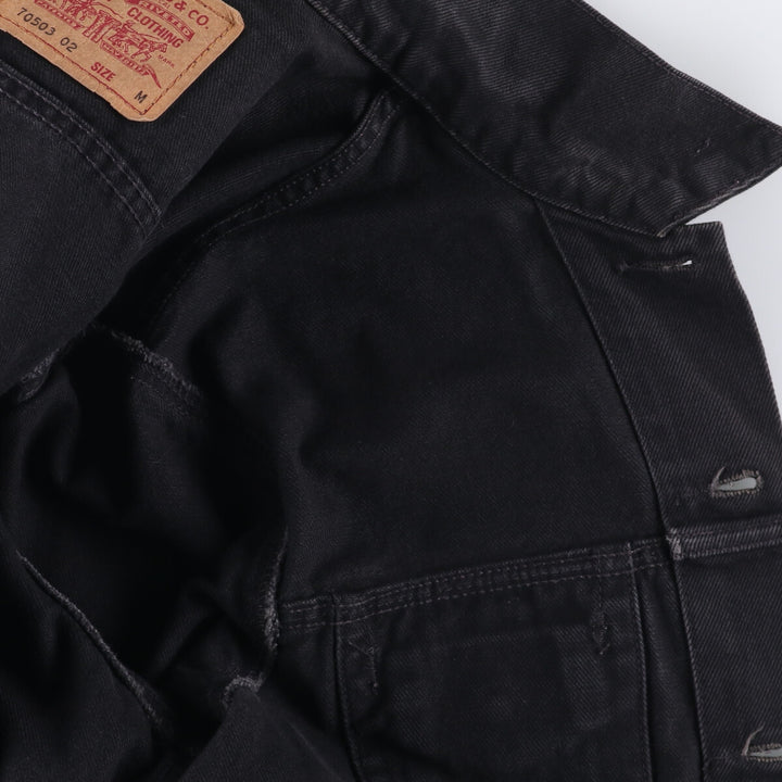 90'S Levi's 70503-0285 Euro Model Black Denim Jacket, Men's Size Medium, Vintage cotton black type Vintage Second Hand