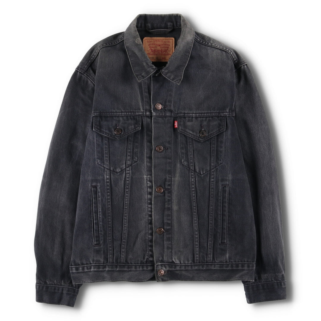 90'S Levi's 70503-0285 Euro Model Black Denim Jacket, Men's Size Medium, Vintage cotton black type Vintage Second Hand