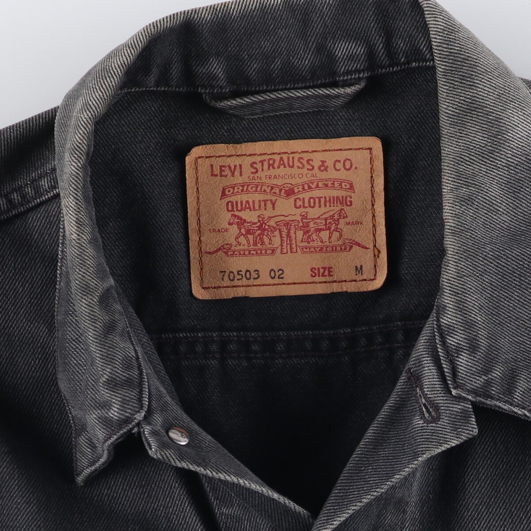 90'S Levi's 70503-0285 Euro Model Black Denim Jacket, Men's Size Medium, Vintage cotton black type Vintage Second Hand