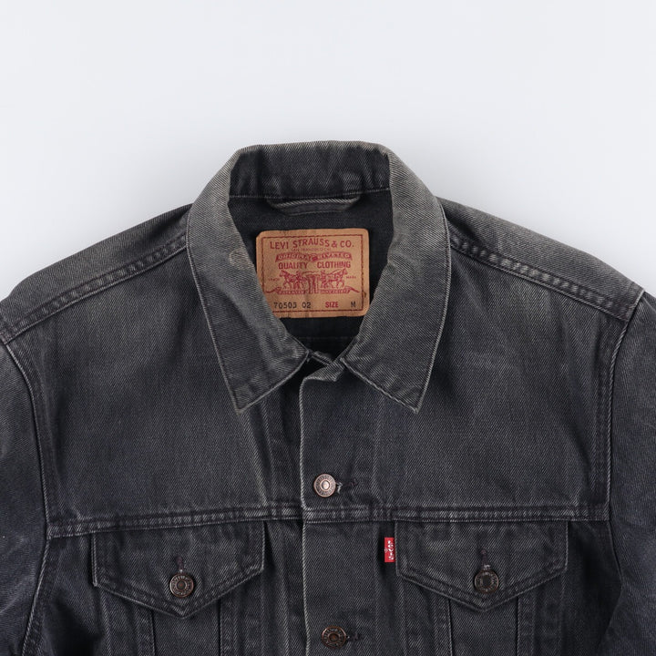 90'S Levi's 70503-0285 Euro Model Black Denim Jacket, Men's Size Medium, Vintage cotton black type Vintage Second Hand