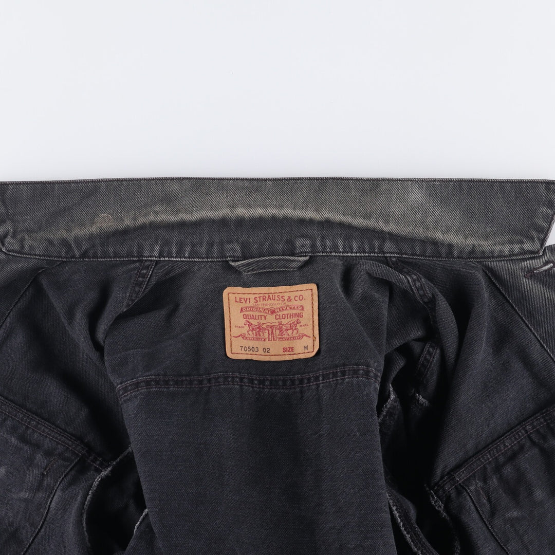 90'S Levi's 70503-0285 Euro Model Black Denim Jacket, Men's Size Medium, Vintage cotton black type Vintage Second Hand