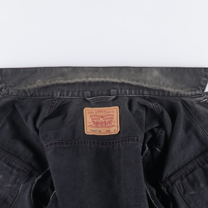 90'S Levi's 70503-0285 Euro Model Black Denim Jacket, Men's Size Medium, Vintage cotton black type Vintage Second Hand
