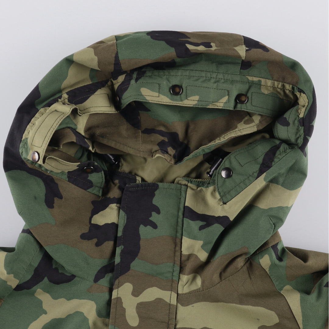 1990'S US Military ECWCS 1st Gen Late Model Woodland Camo Military Gore-Tex Parka, Medium-Regular, Men's Size M Nylon Khaki type Vintage Second Hand