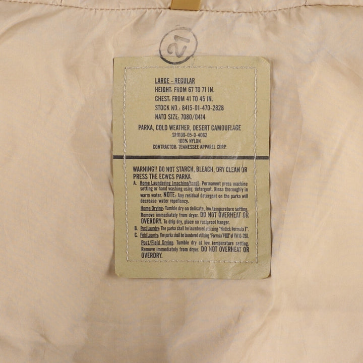Authentic 2000'S US Military ECWCS 1st Gen Late Model 3C Desert Camo Military Gore-Tex Parka, Large-Regular, Men's Size L Nylon beige type brown Vintage Second Hand