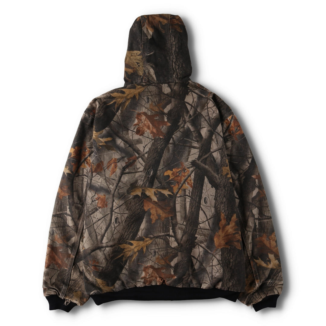 Carhartt Active Jacket, Camouflage Pattern Realtree Camo, Duck Full-Zip Hoodie, Men's Size XL cotton Khaki type Vintage Second Hand