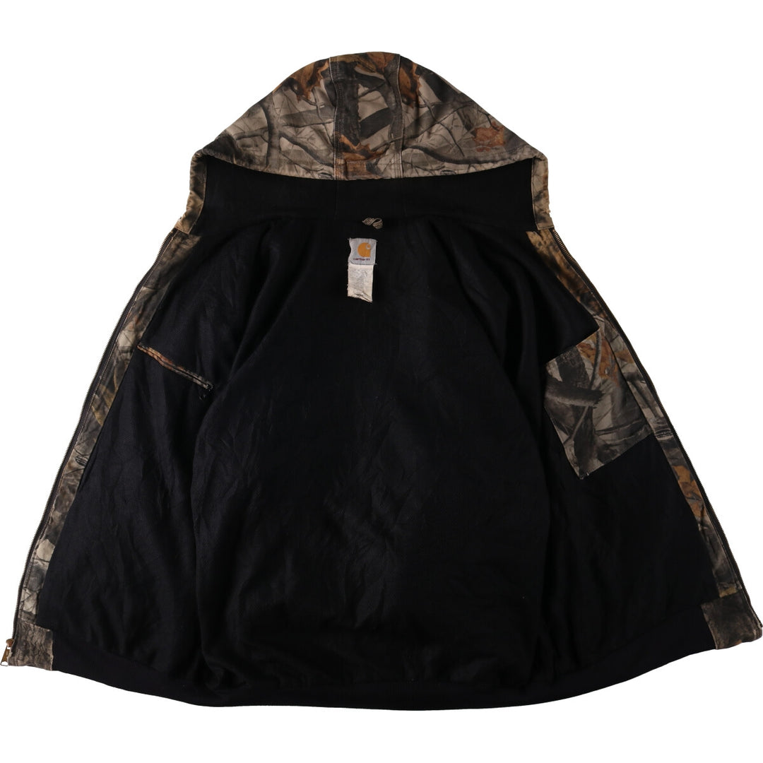 Carhartt Active Jacket, Camouflage Pattern Realtree Camo, Duck Full-Zip Hoodie, Men's Size XL cotton Khaki type Vintage Second Hand