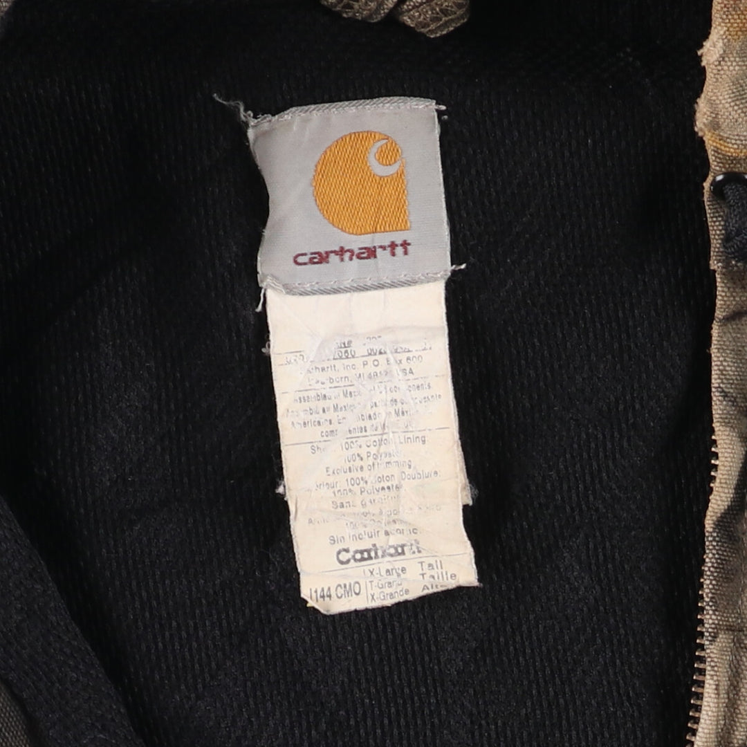 Carhartt Active Jacket, Camouflage Pattern Realtree Camo, Duck Full-Zip Hoodie, Men's Size XL cotton Khaki type Vintage Second Hand