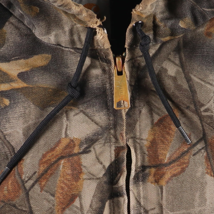 Carhartt Active Jacket, Camouflage Pattern Realtree Camo, Duck Full-Zip Hoodie, Men's Size XL cotton Khaki type Vintage Second Hand