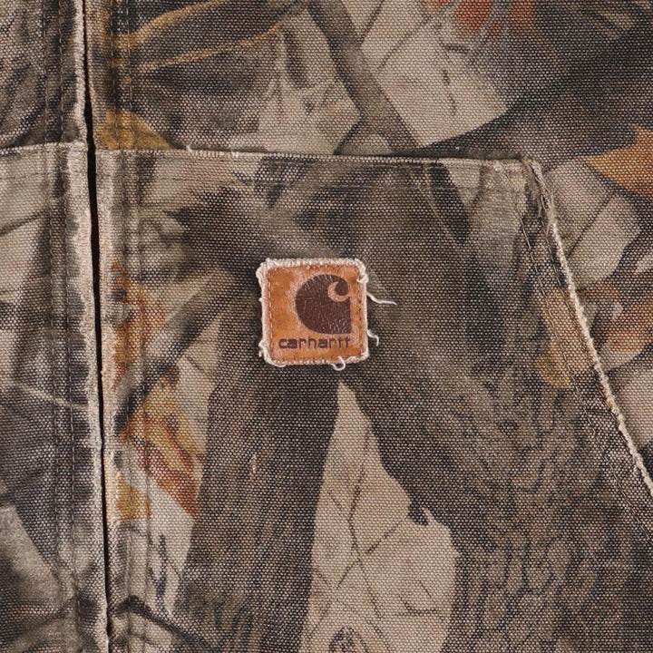 Carhartt Active Jacket, Camouflage Pattern Realtree Camo, Duck Full-Zip Hoodie, Men's Size XL cotton Khaki type Vintage Second Hand