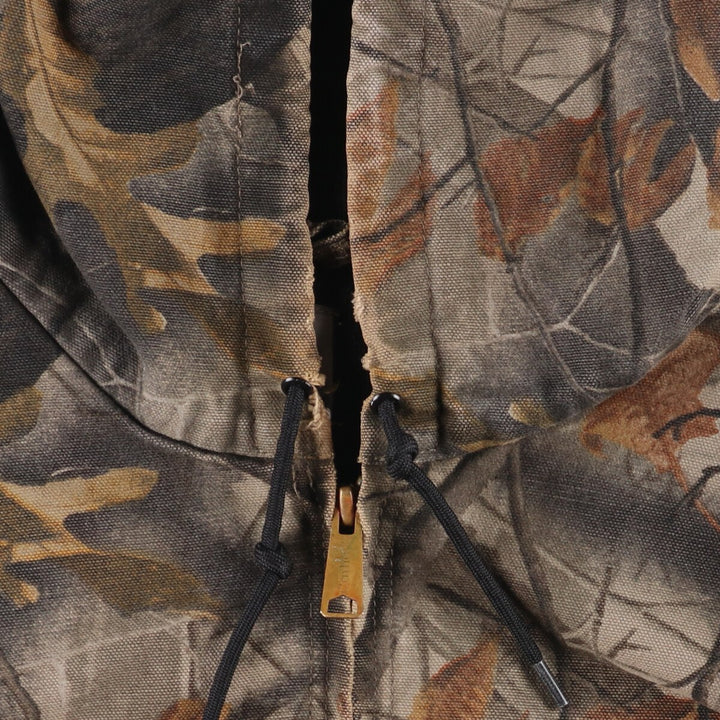 Carhartt Active Jacket, Camouflage Pattern Realtree Camo, Duck Full-Zip Hoodie, Men's Size XL cotton Khaki type Vintage Second Hand