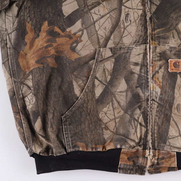Carhartt Active Jacket, Camouflage Pattern Realtree Camo, Duck Full-Zip Hoodie, Men's Size XL cotton Khaki type Vintage Second Hand