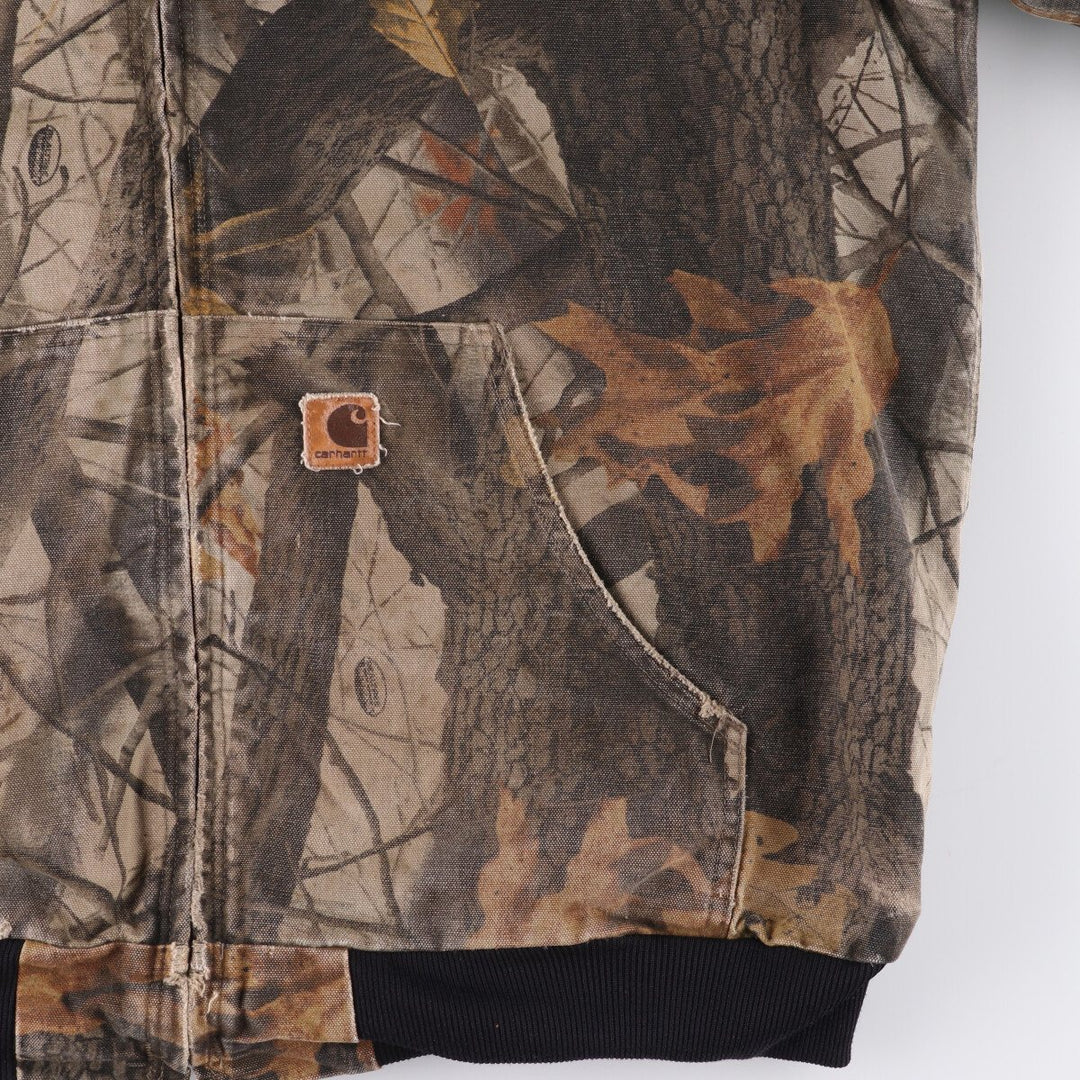 Carhartt Active Jacket, Camouflage Pattern Realtree Camo, Duck Full-Zip Hoodie, Men's Size XL cotton Khaki type Vintage Second Hand