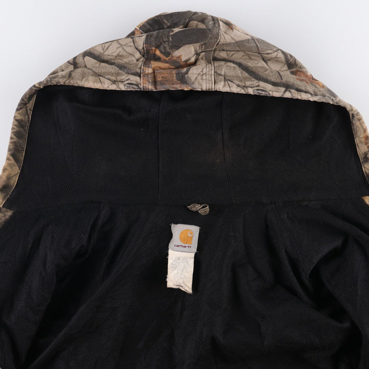 Carhartt Active Jacket, Camouflage Pattern Realtree Camo, Duck Full-Zip Hoodie, Men's Size XL cotton Khaki type Vintage Second Hand