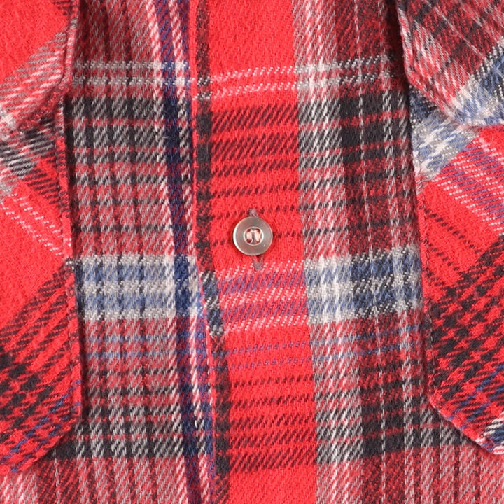 Vintage 60s-70'S BELL CRAFT long-sleeved flannel check box shirt, made in the USA, size L, men's unclear red type Vintage Second Hand