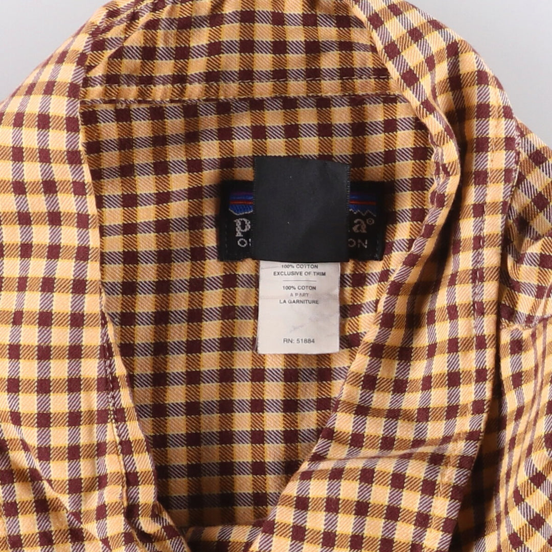 90'S Vintage Patagonia Organic Cotton Long Sleeve Lightflannel Check Shirt, Made in Portugal, Men's XL cotton yellow type Vintage Second Hand