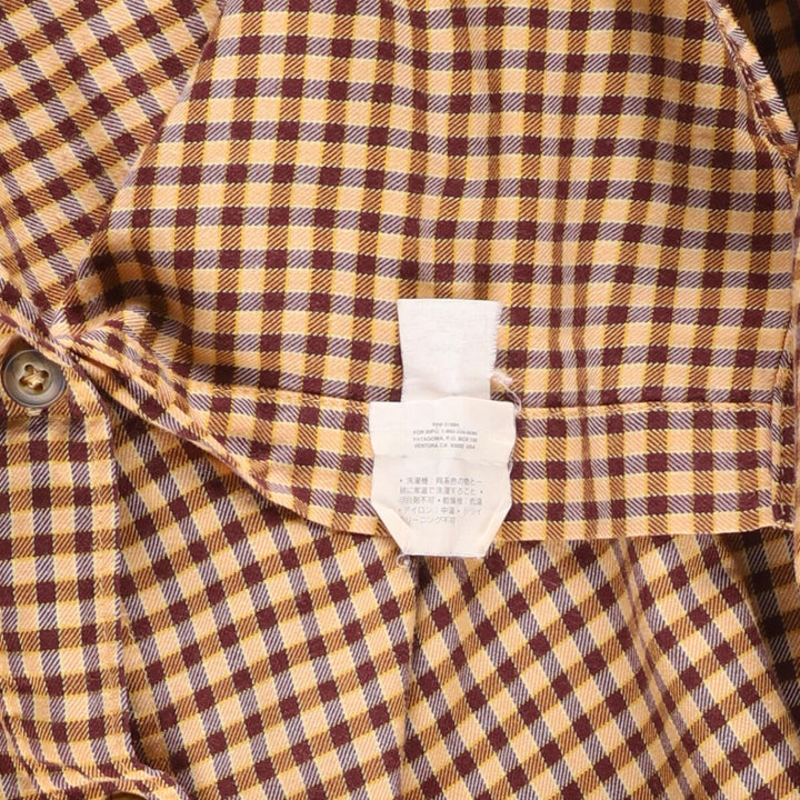 90'S Vintage Patagonia Organic Cotton Long Sleeve Lightflannel Check Shirt, Made in Portugal, Men's XL cotton yellow type Vintage Second Hand