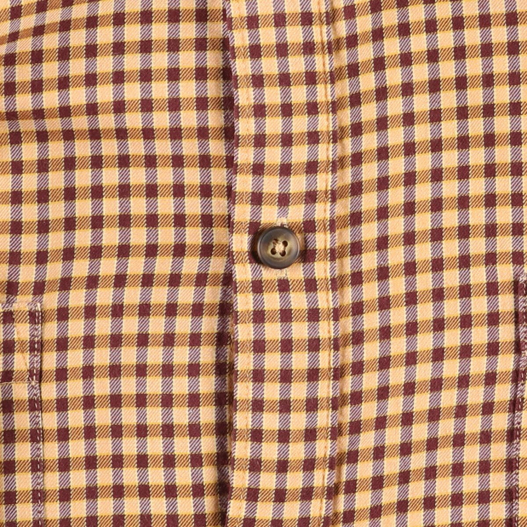 90'S Vintage Patagonia Organic Cotton Long Sleeve Lightflannel Check Shirt, Made in Portugal, Men's XL cotton yellow type Vintage Second Hand