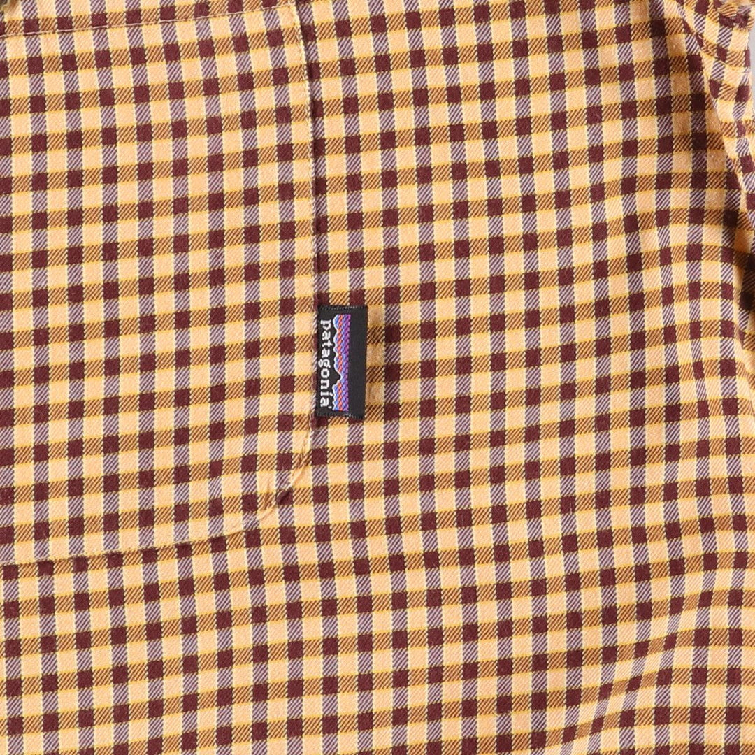 90'S Vintage Patagonia Organic Cotton Long Sleeve Lightflannel Check Shirt, Made in Portugal, Men's XL cotton yellow type Vintage Second Hand