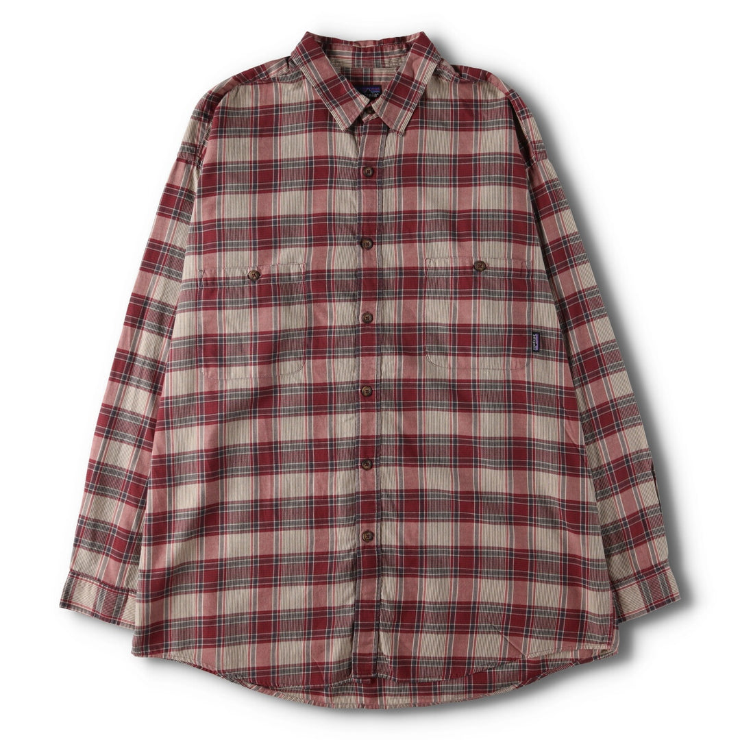 1990'S Patagonia Organic Cotton Lightflannel Check Shirt (53834F9), Made in Portugal, Men's Size XL cotton red type Vintage Second Hand