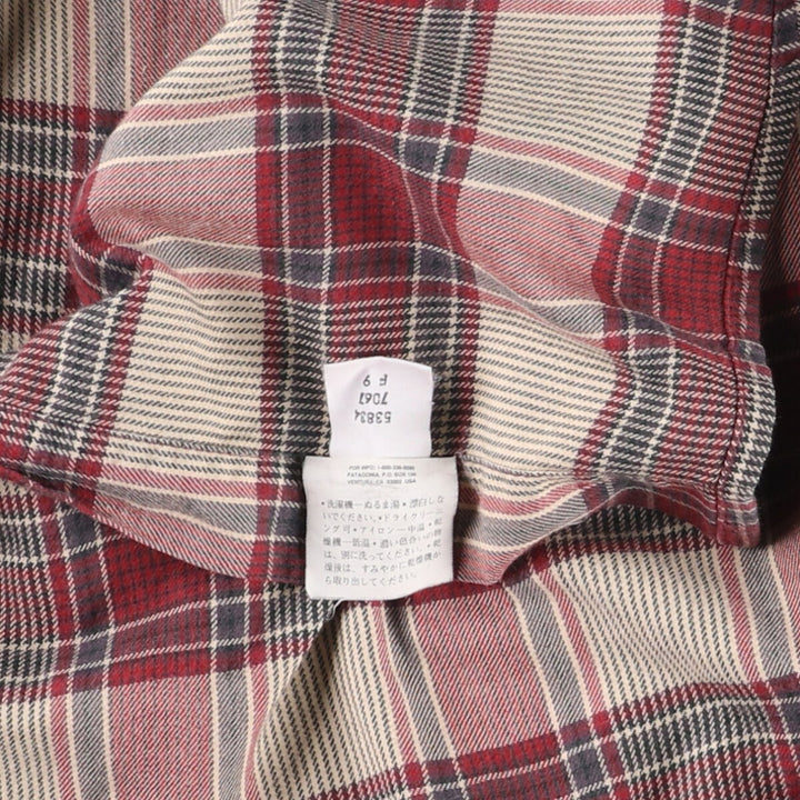 1990'S Patagonia Organic Cotton Lightflannel Check Shirt (53834F9), Made in Portugal, Men's Size XL cotton red type Vintage Second Hand