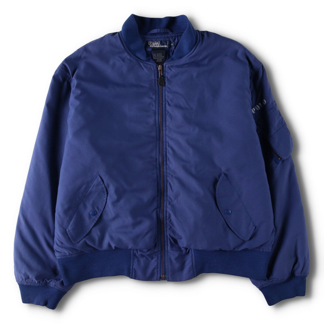 Civilian Ralph Lauren POLO by Ralph Lauren MA-1 style padded military flight jacket, men's size XL Nylon navy blue type Vintage Second Hand