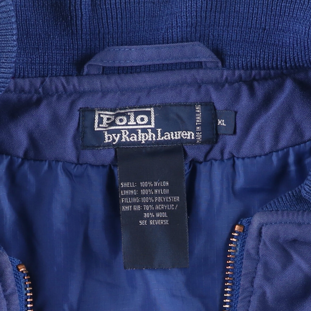 Civilian Ralph Lauren POLO by Ralph Lauren MA-1 style padded military flight jacket, men's size XL Nylon navy blue type Vintage Second Hand