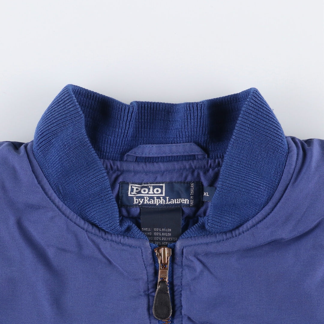 Civilian Ralph Lauren POLO by Ralph Lauren MA-1 style padded military flight jacket, men's size XL Nylon navy blue type Vintage Second Hand