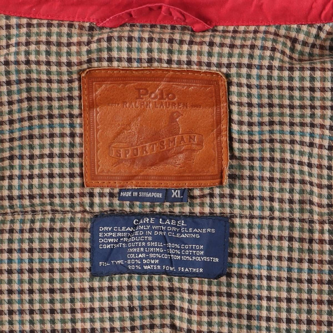 Vintage 90'S Ralph Lauren Polo Ralph Lauren Sportsman Down Jacket, Men's Size XL cotton red type Vintage Second Hand