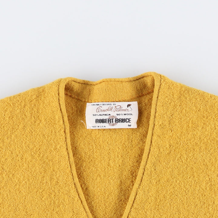 Vintage 60s-70'S Arnold Palmer wool and alpaca knit cardigan, made in the USA, size M, men's alpaca yellow type Vintage Second Hand