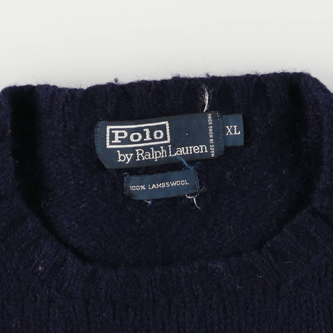 Vintage 90'S Ralph Lauren POLO by Ralph Lauren wool knit sweater, men's size XL Lamb wool navy blue type Vintage Second Hand