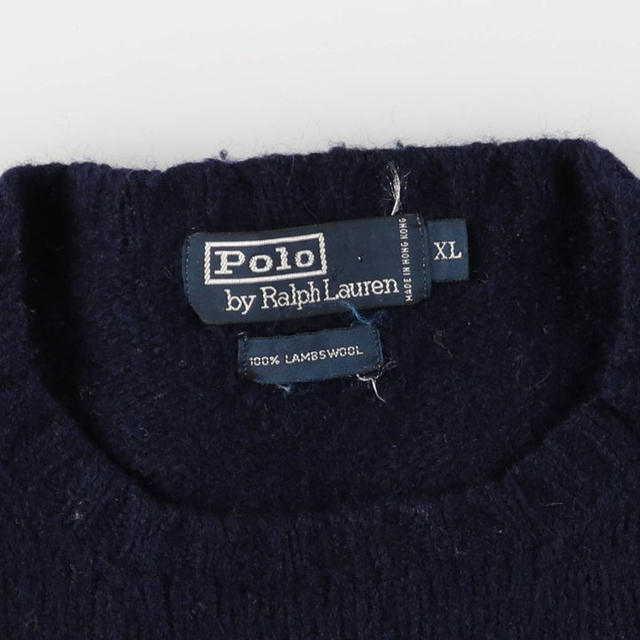 Vintage 90'S Ralph Lauren POLO by Ralph Lauren wool knit sweater, men's size XL Lamb wool navy blue type Vintage Second Hand