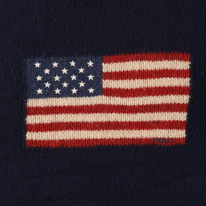 Vintage 90'S Ralph Lauren POLO by Ralph Lauren wool knit sweater, men's size XL Lamb wool navy blue type Vintage Second Hand