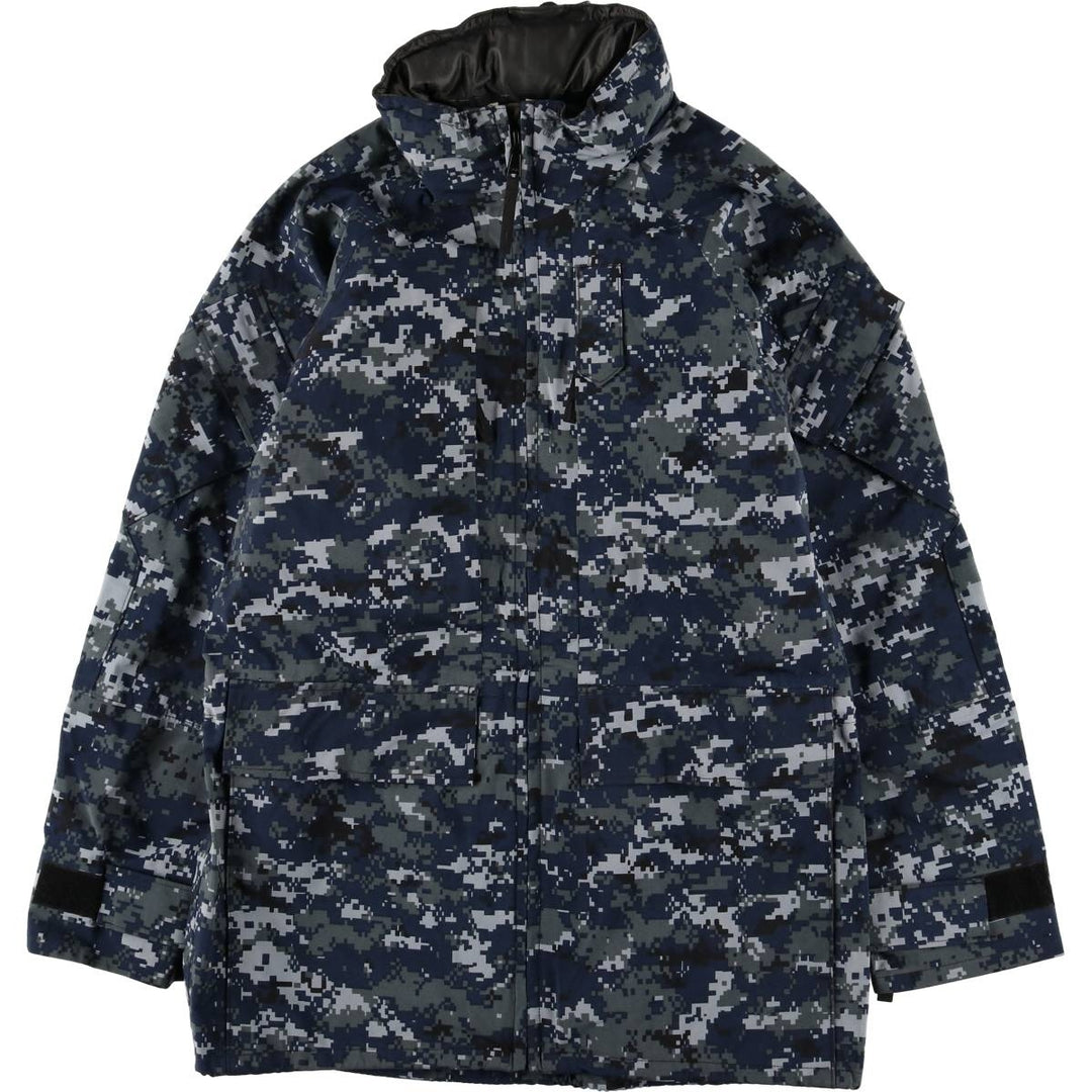 Authentic US Navy Camouflage Pattern NWU Digital Camo Military Gore-Tex Parka, Made in USA, Small Long, Men's Size Small Nylon navy blue type Vintage Second Hand