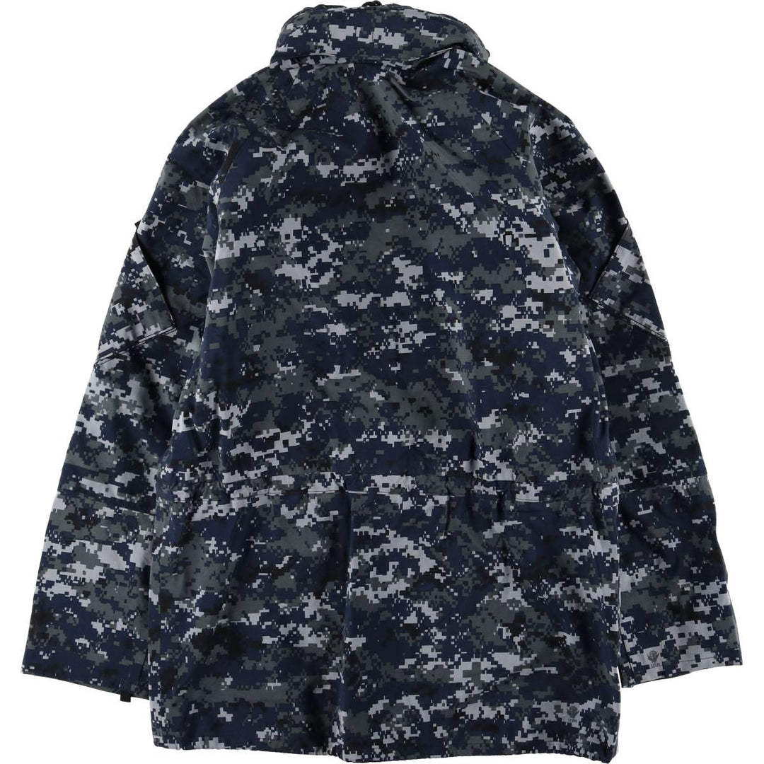 Authentic US Navy Camouflage Pattern NWU Digital Camo Military Gore-Tex Parka, Made in USA, Small Long, Men's Size Small Nylon navy blue type Vintage Second Hand