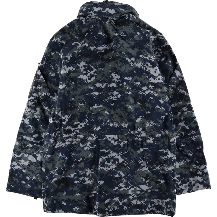 Authentic US Navy Camouflage Pattern NWU Digital Camo Military Gore-Tex Parka, Made in USA, Small Long, Men's Size Small Nylon navy blue type Vintage Second Hand