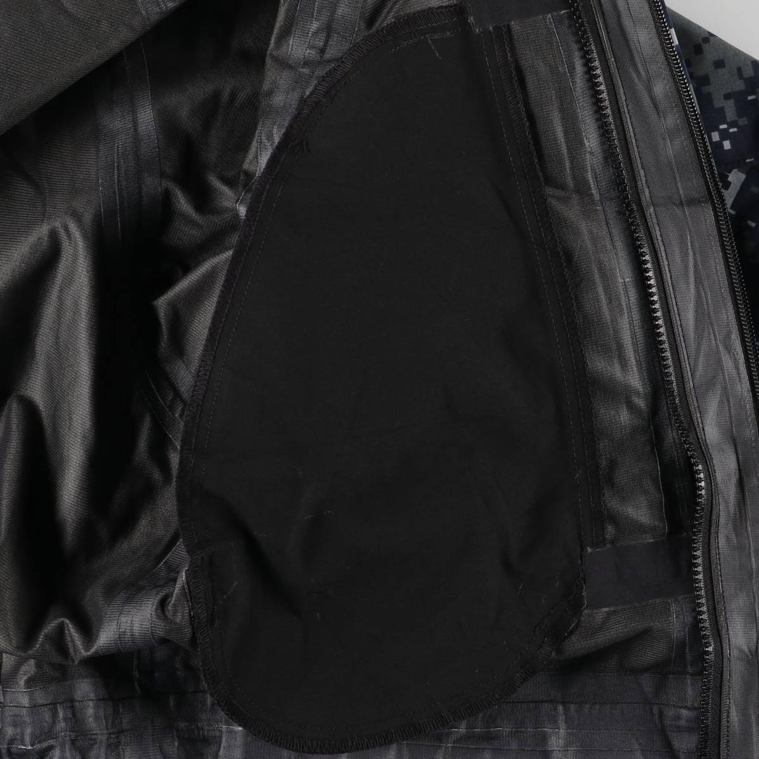 Authentic US Navy Camouflage Pattern NWU Digital Camo Military Gore-Tex Parka, Made in USA, Small Long, Men's Size Small Nylon navy blue type Vintage Second Hand