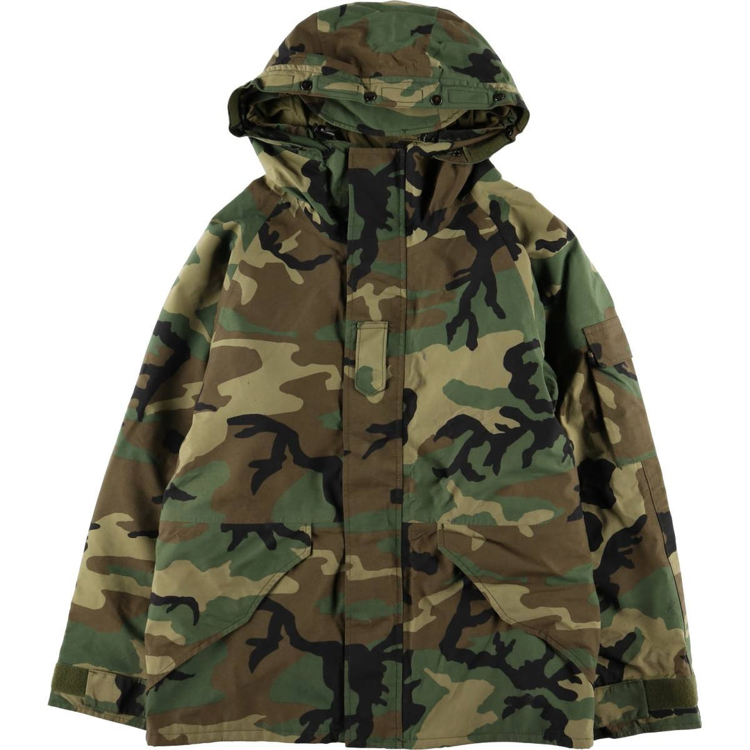 Authentic 1990'S US Military Camouflage Pattern ECWCS 1st Gen. Late Model Woodland Camo Military Gore-Tex Parka, Made in USA, Medium-Regular Nylon Khaki type Vintage Second Hand
