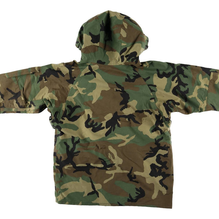 Authentic 1990'S US Military Camouflage Pattern ECWCS 1st Gen. Late Model Woodland Camo Military Gore-Tex Parka, Made in USA, Medium-Regular Nylon Khaki type Vintage Second Hand