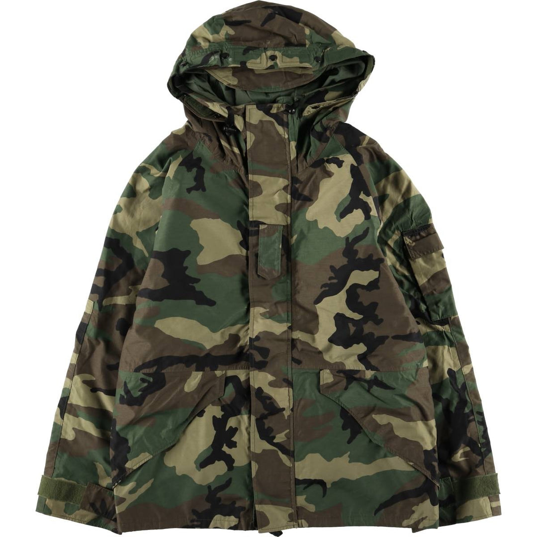 Authentic 2000'S US Military Camouflage Pattern ECWCS 1st Gen. Late Model Woodland Camo Military Gore-Tex Parka, Made in USA, Medium-Regular Nylon Khaki type Vintage Second Hand