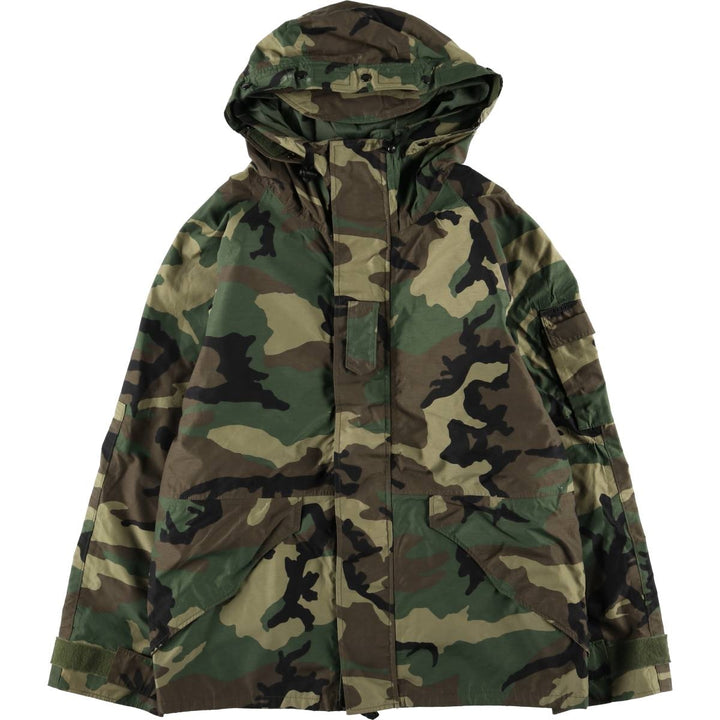 Authentic 2000'S US Military Camouflage Pattern ECWCS 1st Gen. Late Model Woodland Camo Military Gore-Tex Parka, Made in USA, Medium-Regular Nylon Khaki type Vintage Second Hand